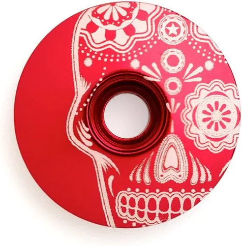 Vista 3 de Sugar Skull (a través del ojo) 1 1/8" tapa para auriculares de bicicleta
