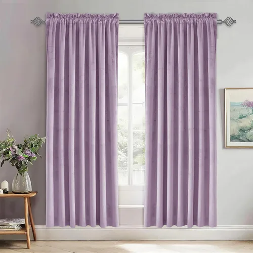Vista 109 de JIUZHEN Cortinas de terciopelo beige de 63 pulgadas de ancho x 63 pulgadas de largo, cortinas de terciopelo retro suaves con bolsillo para barra