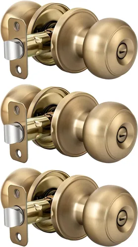 Vista 32 de Goldenwarm Pomos de puerta de paso de bronce champán, 1 paquete de pomos para puerta de armario interior, juego de perillas de puerta de paso