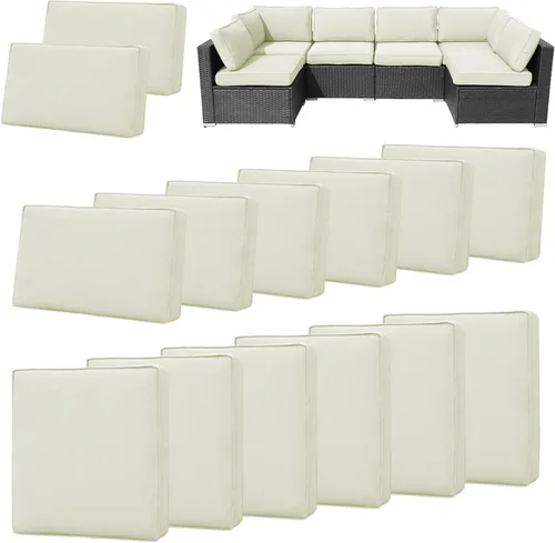 Vista 8 de 14 Piezas Fundas de Cojines para Patio Reemplazo Fundas de Cojines para Sofá de Exterior A Prueba de Salpicaduras Juego de Fundas para Sofá