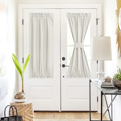 Vista 131 de NICETOWN Cortinas de Lino para Puerta Lateral - Cortinas Opacas con Aislamiento Térmico para Puerta Delantera Francesa para Sombra Pequeña