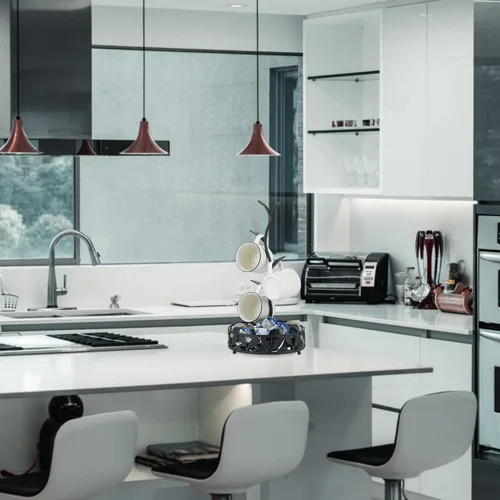 Vista 3 de Soporte para tazas, árbol de taza de encimera, tazas de café y tazas de té, estante de almacenamiento para tazas de café y tazas de té con área