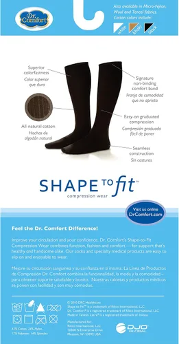 Vista 3 de Dr. Comfort Vestido de algodón para hombre graduado de compresión hasta la rodilla, 10-15 mmHg, Blanco
