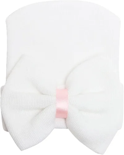 Vista 2 de Zando Gorro de hospital para recién nacidos con lazo grande gorro de invierno para bebés sombreros de recién nacidos para niñas y niños