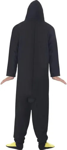 Vista 3 de Smiffys Disfraz de pingüino para hombre, con capucha todo en uno, negroblanco