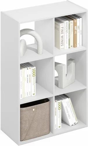 Vista 25 de Furinno PELLI - Estantería de 2 cubos con cubos abiertos y cerrados, armario organizador de almacenamiento de 2 x 1, 12.2 x 11.6 x 24.2, para sala