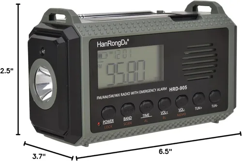 Vista 9 de Radio de emergencia 10000MAH Radio meteorológica solar manivela AM/FM/SW/NOAA radio de onda corta portátil con cargador de teléfono celular