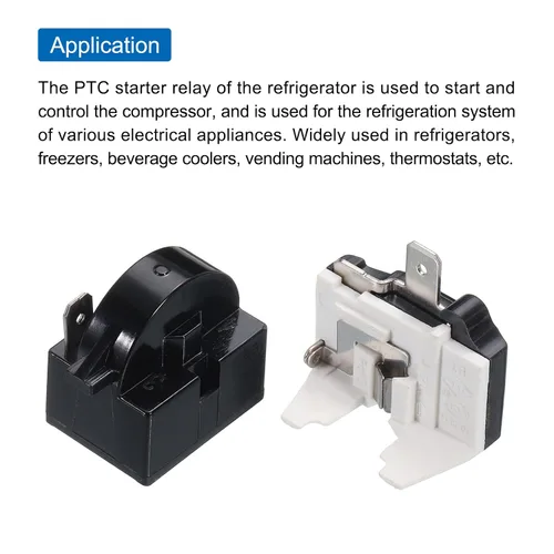 Vista 4 de MECCANIXITY Refrigeradores PTC Starter Relay 1 Pin 4,7 Ohm Protector de sobrecarga 1/2HP para refrigeradores Congeladores de bebidas