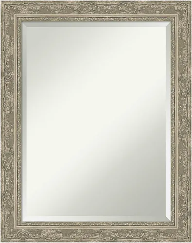 Vista 13 de Amanti Art - Espejo de baño plateado para sobre lavabo, espejo rectangular de níquel cepillado de 33x43, marco moderno extragrande, se cuelga