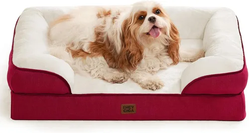 Vista 85 de EHEYCIGA – Cama ortopédica impermeable para perros pequeños, de espuma viscoelástica tipo caja de huevos, con bordes elevados y base antideslizante