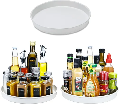 Vista 14 de Amolliar Lazy Susan - Organizador giratorio de metal para cocina, nevera, gabinete, encimera, organizador de almacenamiento de despensa, organizador