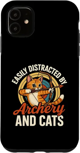 Vista 8 de Funny Cat Parent Gift Easily Distracted by Archery and Cats Case for iPhone 17