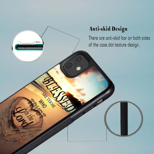 Vista 2 de Funda para iPhone 11, versículo de la Biblia Jeremiah 17:7, diseño de playa de mar, antiarañazos, a prueba de golpes, funda de protección de TPU