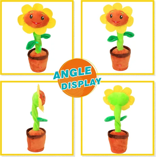 Vista 6 de Easfan Girasol Cantante y Bailarín que Habla Juguete Eléctrico Musical de Peluche Repite Lo Que Dices Divertido Juguete Interactivo Hablante