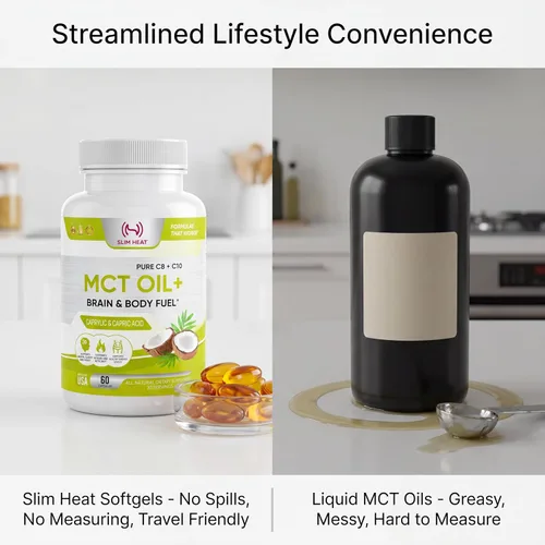 Vista 4 de Cápsulas blandas de aceite MCT – 2000 mg C8 Caprílico y C10 Capric Blend – Suplemento de grasas de coco apto para dieta cetogénica, sin ácido