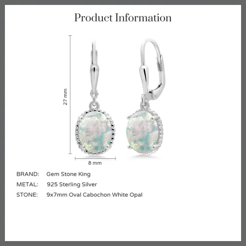 Vista 102 de Gem Stone King Aretes colgantes de gota para mujer, plata de ley 925, piedra natal ovalada de 0.354 x 0.276 in, joyería fina, regalos para ella