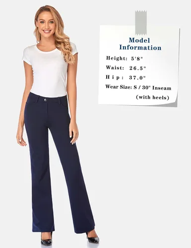 Vista 5 de Tapata - Pantalones de vestir con corte de bota para mujer pantalones con bolsillos altos pequeños para oficina trabajo negocios y uso casual de 28