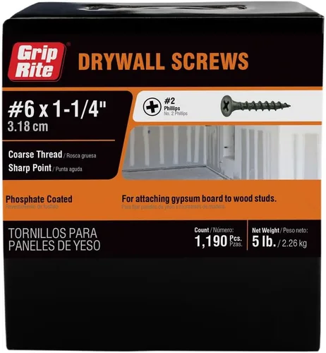 Vista 11 de Grip-Rite 1CDWS1 #6 X 1" Phillips Bugle Head Coarse Thread Sharp Point Tornillo para Paneles de Yeso, Caja de 1 libra