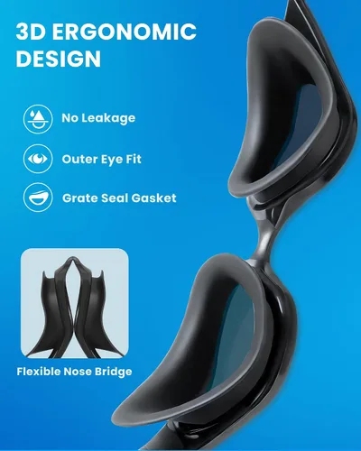 Vista 4 de Freela 2Pack Polarized Unisex Adult Swim Swimming Goggles, UV400 Protection Anti Fog 180° Wide Clear View for Men Women Youth