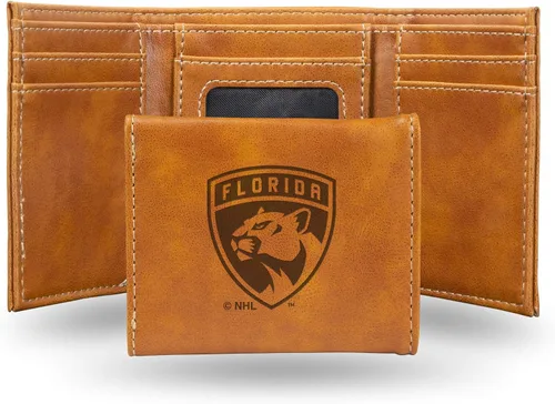Vista 20 de NHL Rico Industries - Billetera triple grabada con láser y tres pliegues, accesorio para hombre