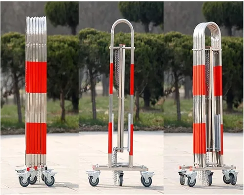 Vista 3 de Expandable Barricade,Mobile Barrier Gate, Stainless Steel Safety Barrier Gate Movable Folding Isolation Fence Outdoor Push-Pull(Red Silver 1.1x6m)