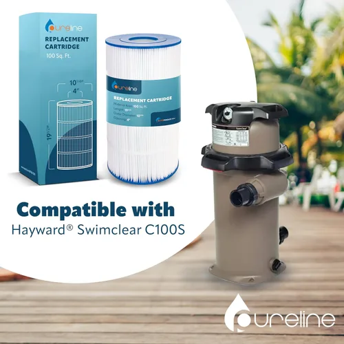 Vista 2 de Pureline Filtro de cartucho de repuesto para piscina, 100 pies cuadrados, PL0165, compatible con Hayward C100S SwimClear, C-8408, CX100XRE