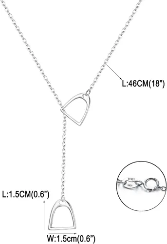 Vista 6 de FANZE 925 Sterling Sliver Horseshoe Necklaces for Women Double Stirrup Y Necklace Classic Western Horse Jewelry Gift for Anniversary Valentines