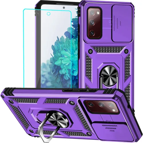 Vista 10 de HNHYGETE Funda para Galaxy S20 FE 5G con protector de pantalla: [grado militar de 20 pies probada en caídas] anillo a prueba de golpes para Samsung