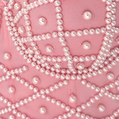 Vista 4 de ELLACCI Sexy Pearls Bustier Corsé Crop Top Club Party Cage Bra