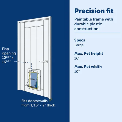 Vista 3 de Puerta para mascotas PetSafe plástico con solapa suave de color, Grande, L, Blanco