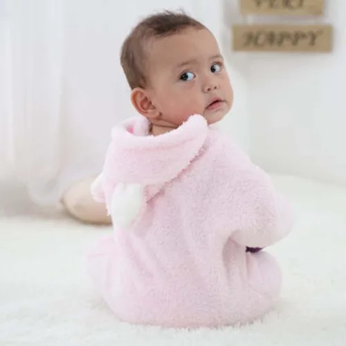 Vista 4 de Mono de invierno con forro polar para bebé y niña, cálido y suave con capucha para bebé