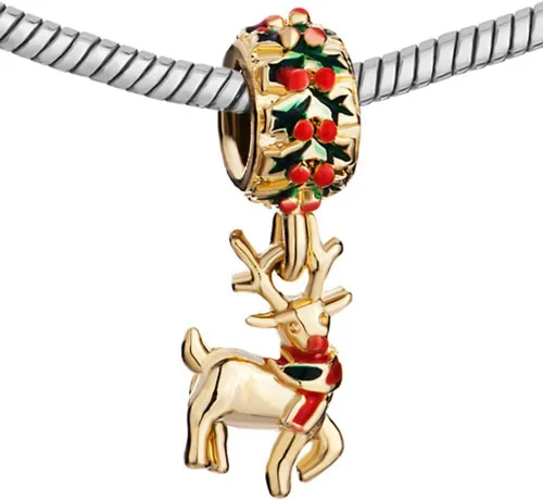 Vista 2 de CharmSStory Abalorios colgantes de reno Rudolph para pulseras, Metal