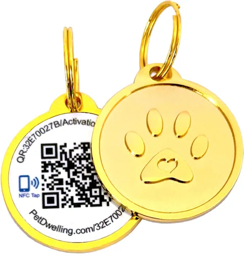 Vista 11 de Pet Dwelling Etiquetas inteligentes de identificación de mascotas QR + NFC para perros, duraderas e impermeables, etiquetas inteligentes