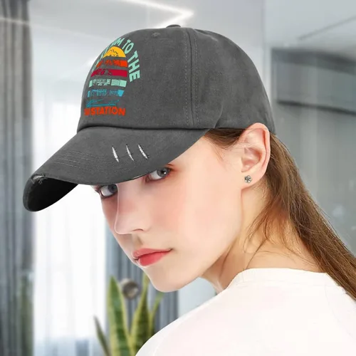 Vista 5 de Dad Hats Take Him to The Train Station Baseball Cap for Men Funny Denim Hats Adjustable