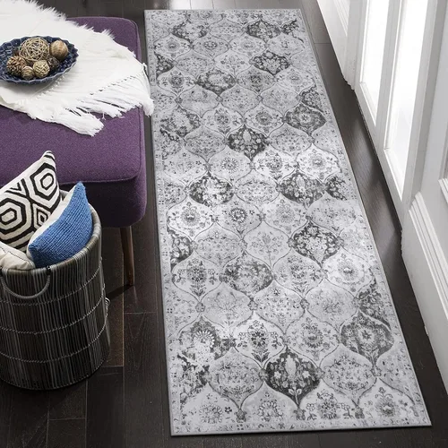 Vista 61 de Lahome - Alfombra marroquí antideslizante y lavable, pequeña alfombra oriental para dormitorio, cocina, entrada, baño, entrada, 61 x 91 cm, crema