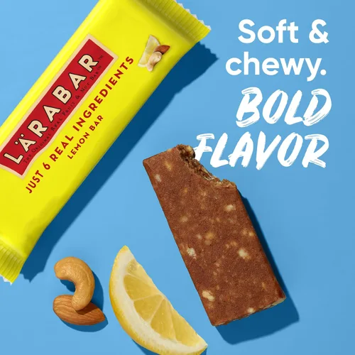 Vista 6 de Larabar Barra de limón, barra vegana de frutas y nueces, sin gluten, barras de 1.6 onzas, 16 unidades 6 ingredientes reales, dátiles, almendras