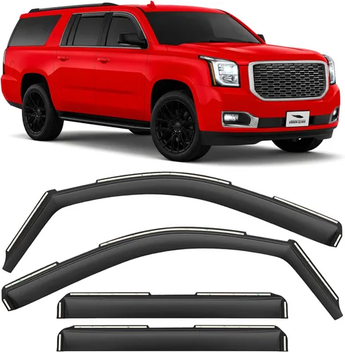 Vista 22 de Voron Glass Protectores de lluvia extra duraderos con cinta adhesiva para Chevrolet (Chevy) Silverado 2500HD/3500HD 2007-2014 cabina extendida Negro