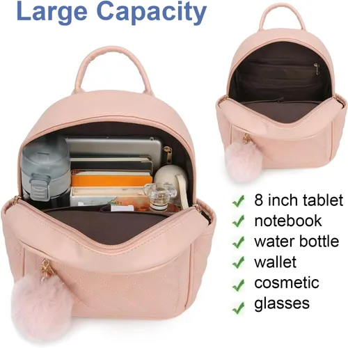 Vista 26 de Mini mochila de moda para niñas, bolso pequeño lindo de cuero a cuadros para mujer, mochilas pequeñas, Negro -, Mini mochila de moda para niñas