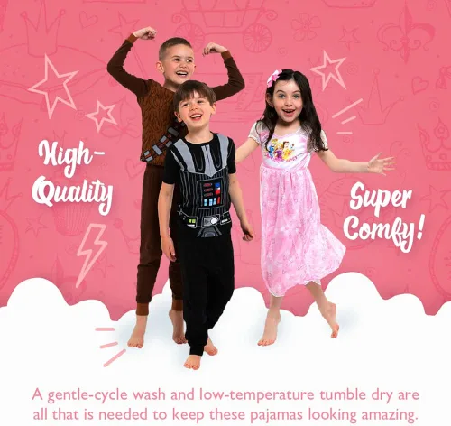 Vista 6 de Disney Girls 4-Piece Snug-fit Cotton Pajamas Set