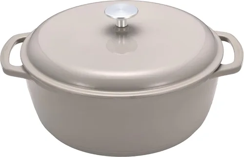 Vista 11 de Amazon Basics Olla de horno holandés de hierro fundido con tapa, esmaltada, asas dobles, redonda, resistente, pequeña, 4.3 cuartos de galón, verde