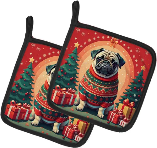 Vista 28 de Affenpinscher - Par de soportes para ollas de Navidad