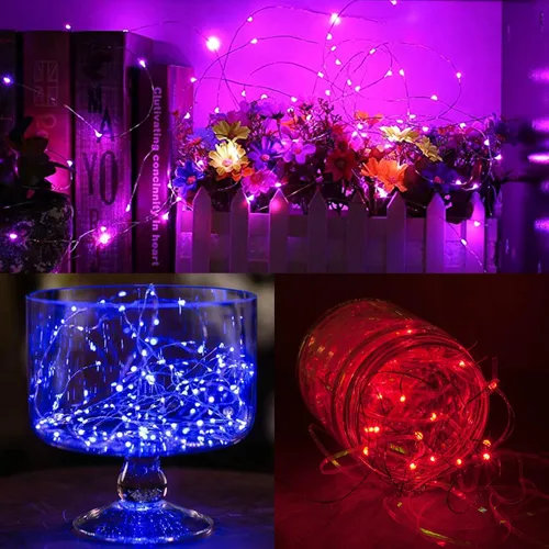 Vista 5 de WATERGLIDE Paquete de 12 luces de hadas que funcionan con pilas (incluidas), 20 miniluces LED de 7 pies, luces impermeables de alambre plateado