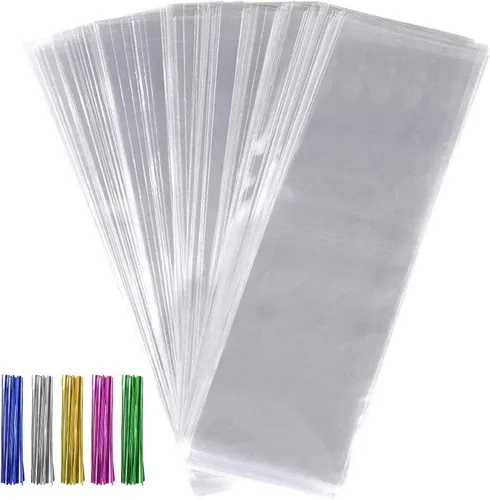 Vista 8 de Tecbeauty - 300 bolsas de celofán de 2.4 x 10 pulgadas, bolsas transparentes para barra de pretzel, 300 unidades 2 x 10 pulgadas