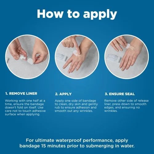 Vista 3 de Amazon Basic Care Vendas adhesivas impermeables transparentes, suministros de primeros auxilios y cuidado de heridas, tamaños surtidos, 100