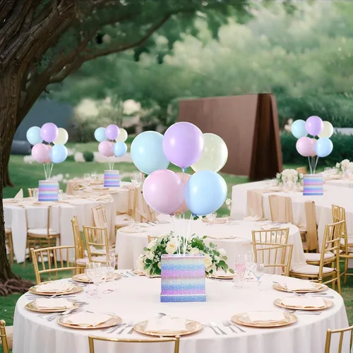 Vista 5 de Centros de mesa de globos pastel, soporte de globos arcoíris para mesa, baby shower, unicornio, fiesta de cumpleaños, decoración de mesa