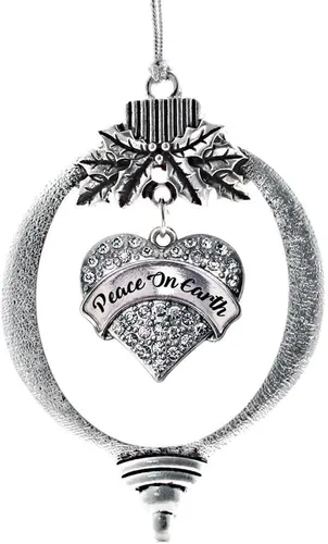 Vista 79 de Inspired Silver - Red Merry - Adorno de Navidad plateado - Adorno de árbol de Navidad con dije de corazón con circonita cúbica - Decoración colgante