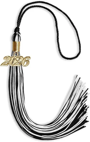 Vista 88 de Endea Graduation - Borla de doble color mixto con fecha dorada (negro/dorado antiguo, 2021)