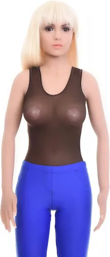 Vista 4 de TIARA GALIANO Enterizo brasileño sin mangas con cuello redondo para mujer, de malla transparente, 375
