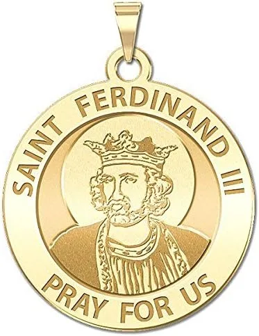 Vista 2 de PicturesOnGold.com Medalla religiosa de San Fernando III, tamaño de níquel de 34 pulgadas, plata de ley, Plata esterlina, No es una piedra preciosa