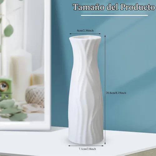 Vista 2 de Mimorou 24 jarrones de plástico compuesto, aspecto de cerámica, decorativo, blanco, irrompible, jarrones de plástico para centros de mesa de flores